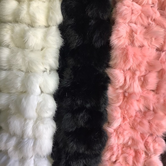 🎀 1PC SCARF BALLS FUR WRAP SHAWL RABBIT BOHO RACCON LONG NATURAL WARM WINTER - Picture 7 of 14